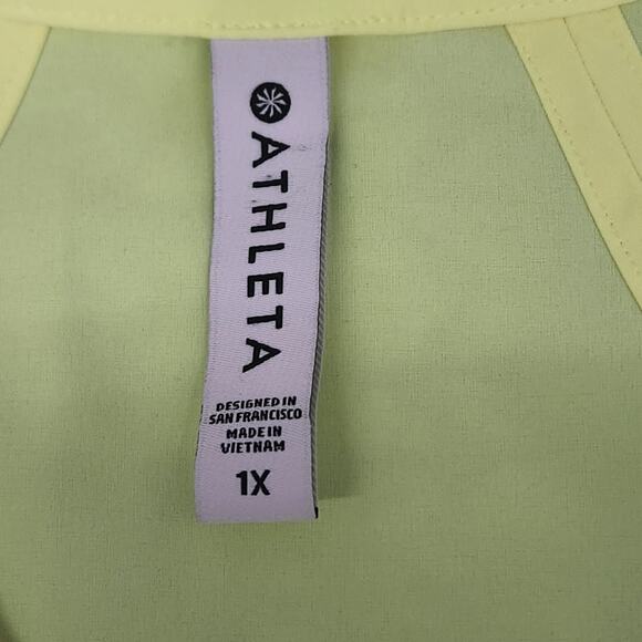 ATHLETA BOULEVARD V-NECK TEE T-SHIRT Size 1X Neon Yellow Green - Picture 10 of 10